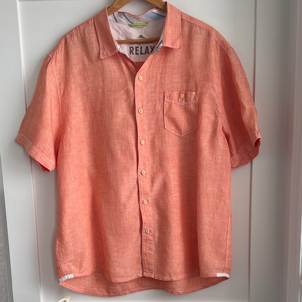 Tommy Bahama Linen Short Sleeve Button Down Shirt Size XXL